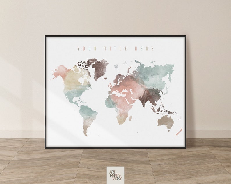 World Map Wall Art World Map Poster Travel Map Canvas Wall Map Print Framed Personalised Map by ArtPrintsVicky image 6