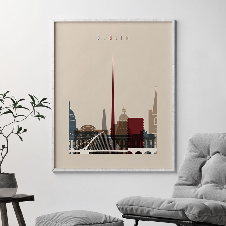 Dublin wall art Dublin skyline print Poster Ireland Etsy