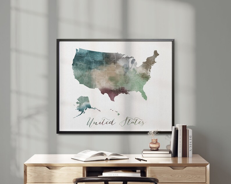 USA Map Wall Art USA Map Art United States Map Print USA Etsy