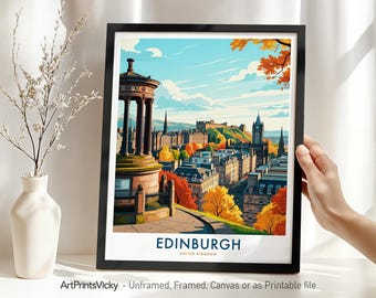 Edinburgh Print - Scotland, Edinburgh Travel Poster, Cityscape Wall Decor for Home Decor, Housewarming Gift