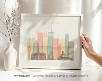 Montreal print, poster wall art, Quebec cityscape, Travel poster, City print, Travel gifts, Office decor | ArtPrintsVicky