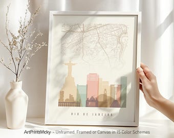Rio De Janeiro Street Map Art - City Map & Skyline Poster | ArtPrintsVicky