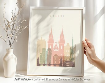 Prague print, Poster, Wall art, Prague skyline, Czech Republic, City prints, wall decor,| ArtPrintsVicky | ArtPrintsVicky
