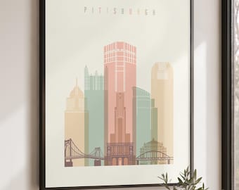 Pittsburgh Wall Art Print, Skyline Poster, Cityscape Travel Decor