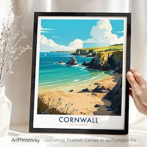 Cornwall Travel Print - UK, Cornwall Poster, Wall Art Home Decor, Housewarming Gift
