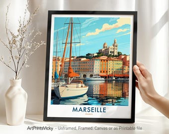 Marseille Travel Print - France, Marseille Poster, Wall Art Home Decor, European Cityscape Art, Wall Hanging, Housewarming Gift