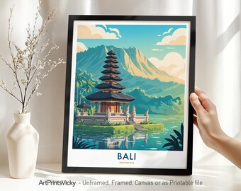 Bali Indonesia Travel Poster | Bali Wall Art Print | Asian Home Decor | Housewarming Gift