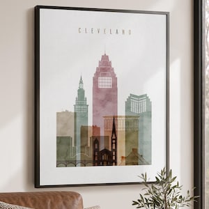 Cleveland Wall Art Print, Ohio Skyline Poster, Home Office Decor, Travel Gifts
