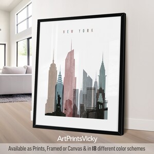 New York wall print, New York City poster wall art, New York skyline, Travel poster, City print, Travel gifts, Office decor | ArtPrintsVicky