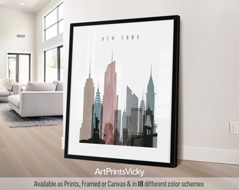 New York wall print, New York City poster wall art, New York skyline, Travel poster, City print, Travel gifts, Office decor | ArtPrintsVicky