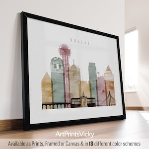 Dallas art, Dallas poster skyline, Dallas print, Texas travel print, City print, Personalised gift | ArtPrintsVicky