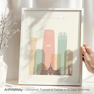 Jersey City Skyline Poster: Pastel Travel Print
