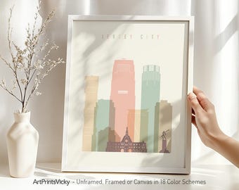 Jersey City Poster, Skyline Print, Travel Decor for Homes, Offices, and Unique Travel Gifts | ArtPrintsVicky