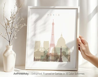 Paris skyline poster, print, Paris wall art, City prints, Travel Gift, France cityscape, Office and Home Decor | ArtPrintsVicky