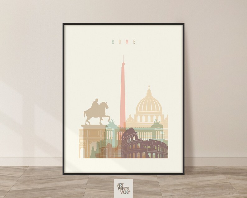 Rome print, poster, Italy Wall Art cityscape, Travel poster, City print, Travel gifts, Office decor ArtPrintsVicky image 2