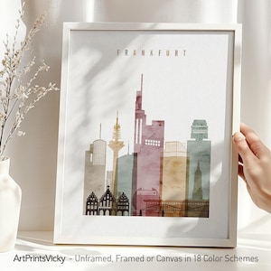 Frankfurt Skyline Print | Germany Wall Art | Main Tower | Financial Hub | European City Posters | Multiple Colors | ArtPrintsVicky