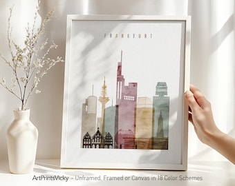 Frankfurt Skyline Print | Germany Wall Art | Main Tower | Financial Hub | European City Posters | Multiple Colors | ArtPrintsVicky