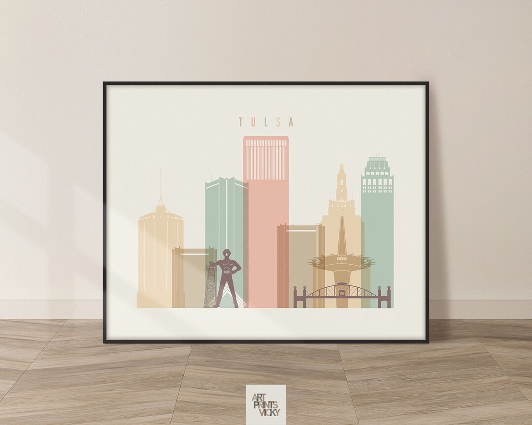 Tulsa Art Print Tulsa Skyline Poster Tulsa Wall Art Tulsa Etsy