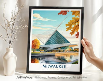 Milwaukee Travel Print – Wisconsin Poster | Modern Cityscape for Home Office Decor or Gift