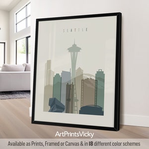 Seattle Print, Poster wall art, travel gifts, office decor | ArtPrintsVicky