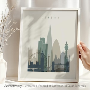 London Skyline Art Print: Earth Tones Cityscape Poster