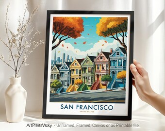 San Francisco Travel Print | San Francisco Poster | Modern Wall Art Cityscape for Home or Office Decor | Housewarming Gift