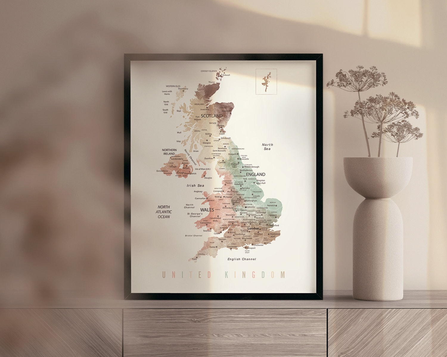 United Kingdom Map Wall Art UK Map Poster United Kingdom Map Etsy UK