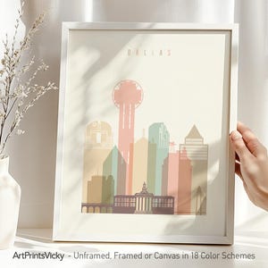 Dallas art print, Dallas Texas skyline poster, Dallas wall art, Travel gift, ArtPrintsVicky
