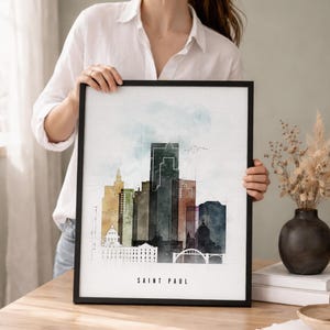 Saint Paul Wall Art Print, Twin Cities MN Skyline Poster, Frame and Canvas options image 2