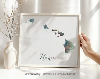 Hawaii map poster print | Personalised gifts wall art | Decor for home and office | ArtPrintsVicky