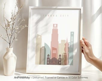 Panama City Wall Art Print, Skyline Poster | ArtPrintsVicky