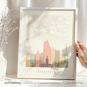 Stockholm Map Poster - Stadt Karte & Skyline Poster | ArtPrintsVicky
