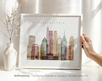 Philadelphia Skyline Print, Poster, Philly Wall Art, Travel Poster, Housewarming Gift, Pennsylvania City Prints Watercolor | ArtPrintsVicky