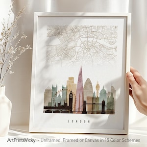 London Map Print - City Map & Skyline Poster | ArtPrintsVicky