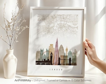 London Map Print - City Map & Skyline Poster | ArtPrintsVicky