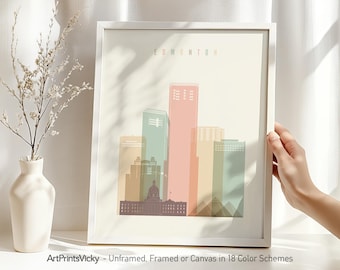 Edmonton Print, Poster Skyline, Travel Decor, Personalised City Print | ArtPrintsVicky
