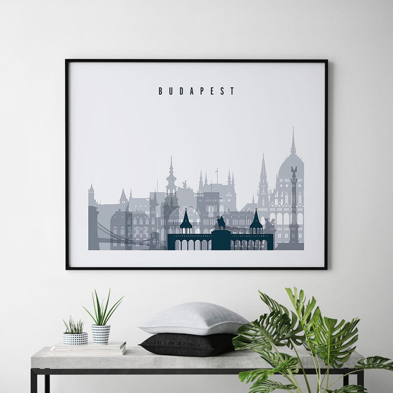 Budapest poster skyline Budapest art print Travel decor image 1