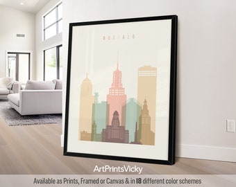 Buffalo NY Print, Poster Skyline, Buffalo NY Wall Art, Travel Poster, City Art, Personalised print | ArtPrintsVicky
