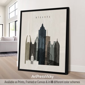 Atlanta print, Atlanta wall art, Atlanta Georgia skyline poster, travel print, city poster | ArtPrintsVicky