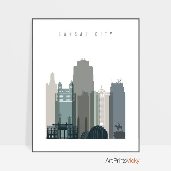 Kansas City Art Print Poster Wall Skyline Kansas City Art Print Poster Wall