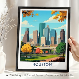 Houston Skyline Art Print: Modern Texas Travel Poster