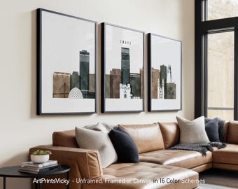Omaha 3 Piece Wall Art Prints, Omaha Skyline Poster Set | ArtPrintsVicky