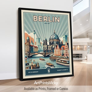 Berlin Print | Berlin Poster in Retro Style | Skyline Wall Art | Decor for Home and Office | Personalised Gift | ArtPrintsVicky