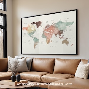 Weltkarte Wandkunst, Weltkarte Poster, Travel Map Print | ArtPrintsVicky