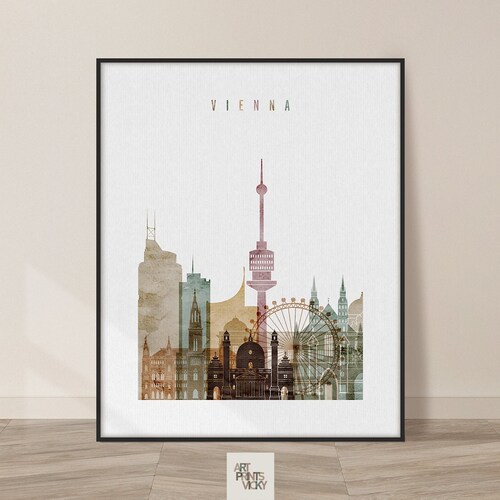 Vienna Print Poster Wall Art Vienna Skyline Austria Etsy