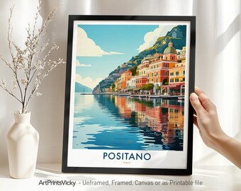 Positano Travel Poster | Positano Print – Italy | Wall Art Travel Illustration | Italian Home Decor | Housewarming Gift