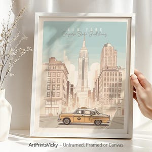 Impresión de arte mural del horizonte de la ciudad de Nueva York / Póster de Nueva York / Ilustraciones arquitectónicas icónicas de Nueva York / Regalo de viaje / ArtPrintsVicky