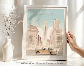 New York City Skyline Wall Art Print | New York poster | Iconic NYC Architecture Illustrations | Travel Gift | ArtPrintsVicky