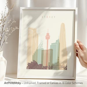 Sydney Skyline Art Print: Australia Cityscape Poster, Travel Home Decor