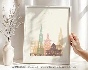 Bern Skyline Poster, Bern Wall Art Travel Print | ArtPrintsVicky